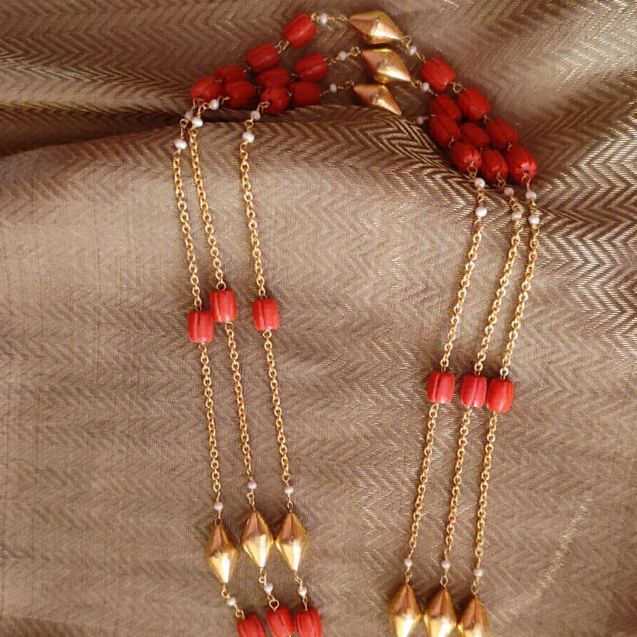 Coral Moissanite Necklace 